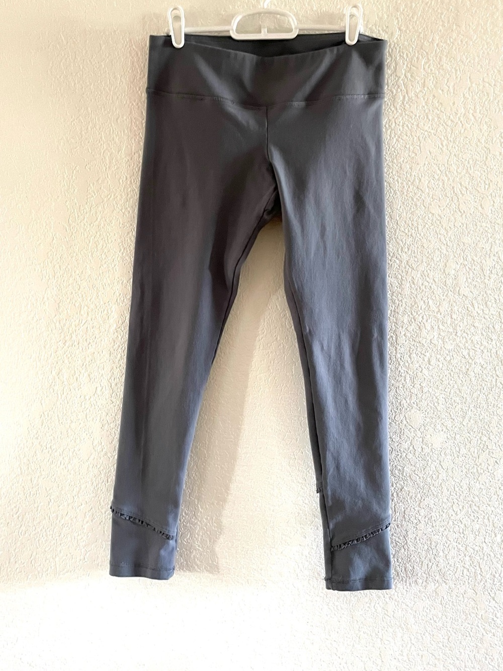 Anthropologie Pure + Good Gray Athletic Leggings with Ruffle Trim